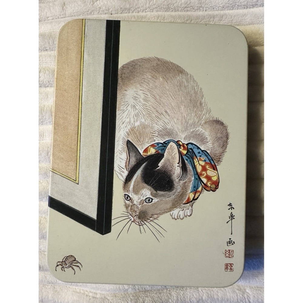 Siamese Cat And Spider Japanese Color Metropolitan Museum Vintage Tin 5.5" X 4"